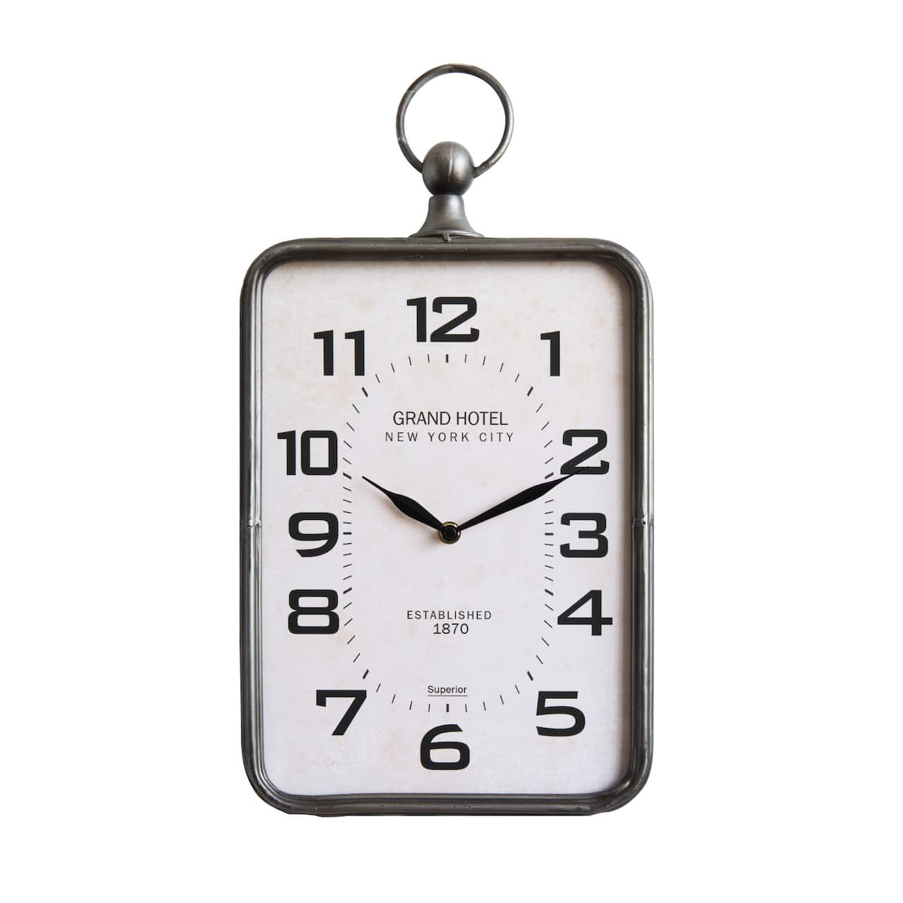 Hello Honey® Metal Rectangle Hanging Clock with Handle Decoration on Top